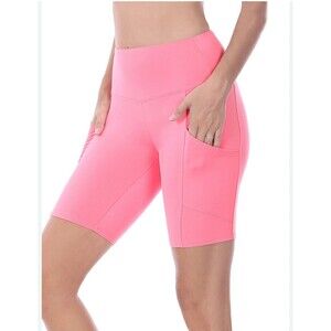 Zenana Side Pocket Biker Short Leggings Pink XL
